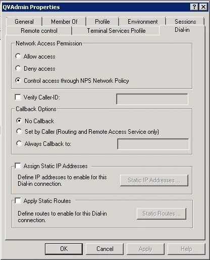 Permission for enabling. Dial-in permission. dial status enable. dialin.