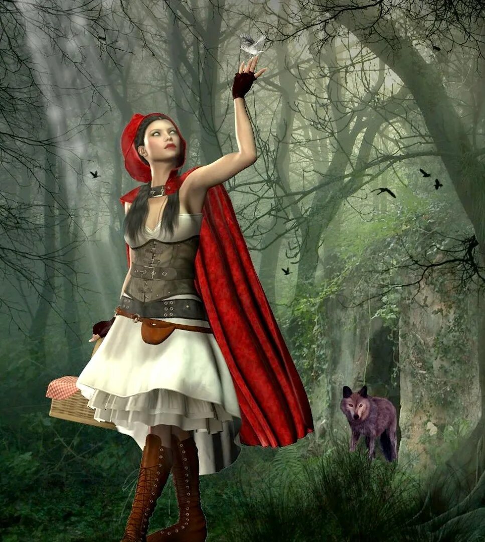 Красная шапочка концовка. Красная шапочка 3д. d&amp;d красная шапочка. little red riding hood. красная шапочка в разных стилях.