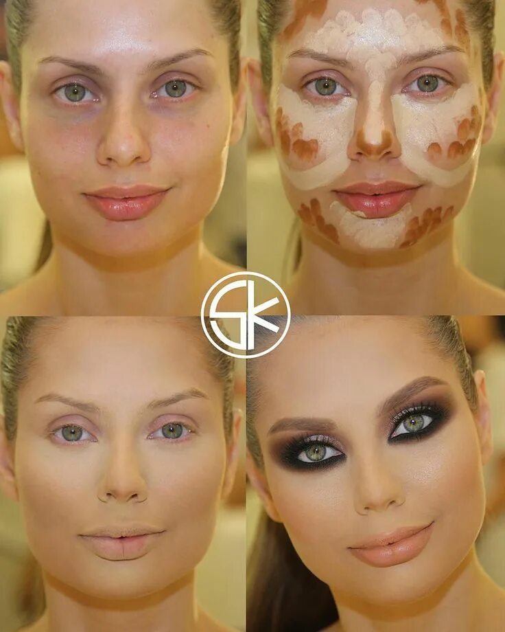 Худое лицо с помощью макияжа