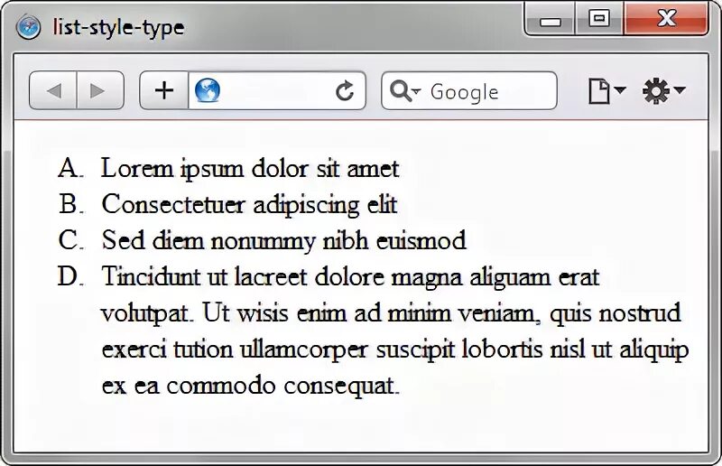 Html ul style
