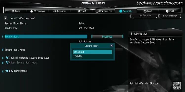 Disable the csm in setup repeat