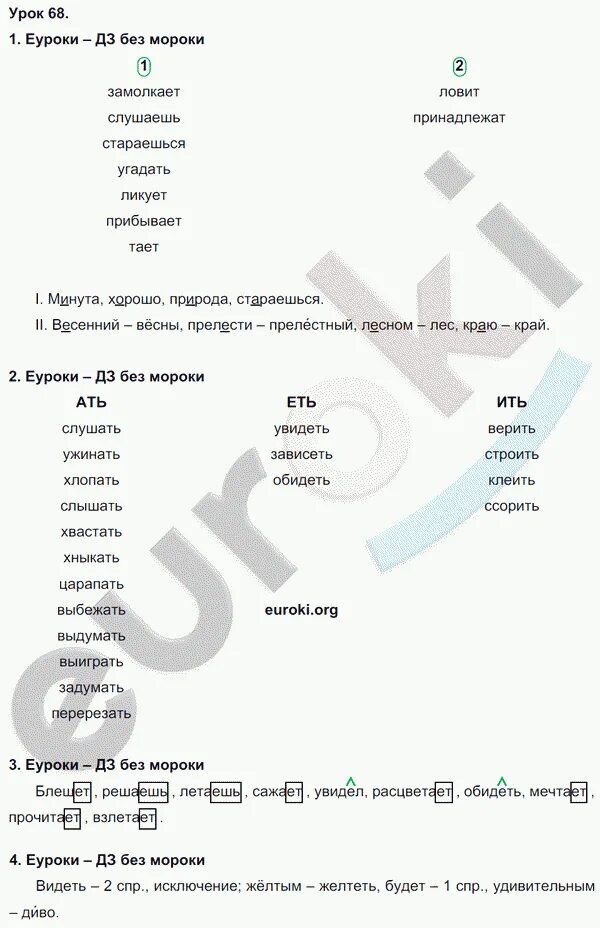Русский язык 4 класс учебник ответы кузнецова
