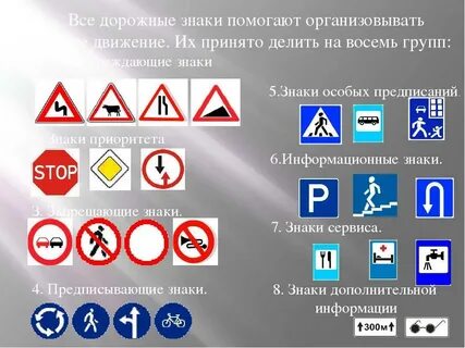 Группа дорожных знаков таблица обж