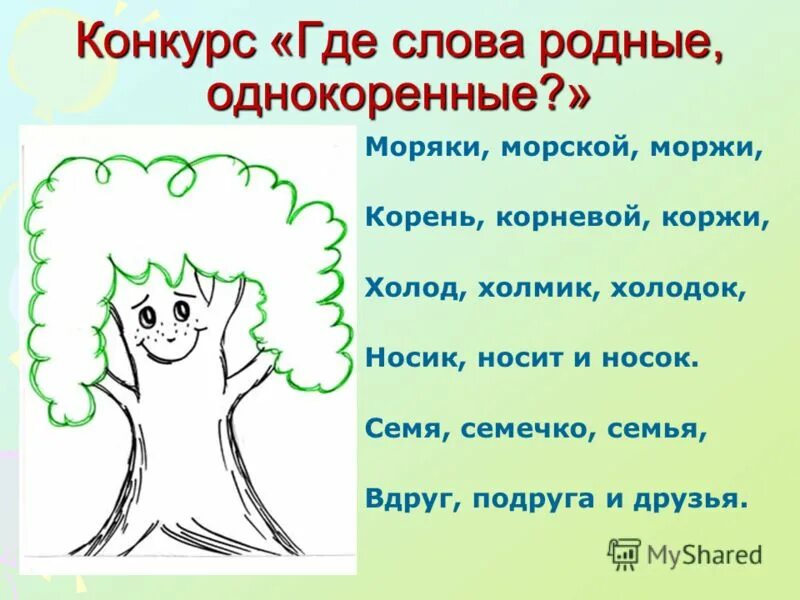 Корень слова стих. Слова родственники. Рисунок на тему однокоренные слова. Класс однокоренные слова. Однокоренные слова презентация.