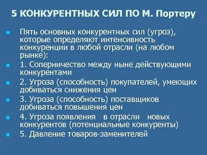 Основные конкурентные силы