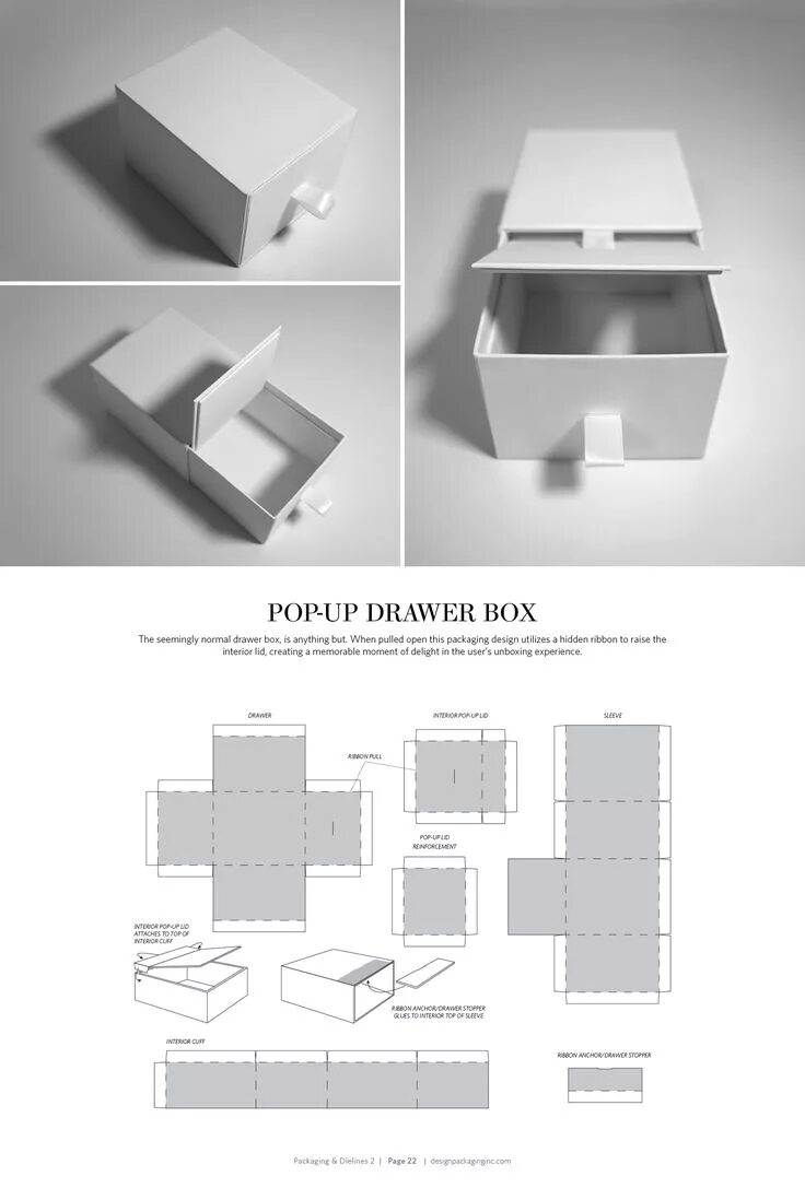 Packaging structures. Packaging dielines. box structure. anything box. minibox drawers instruction.