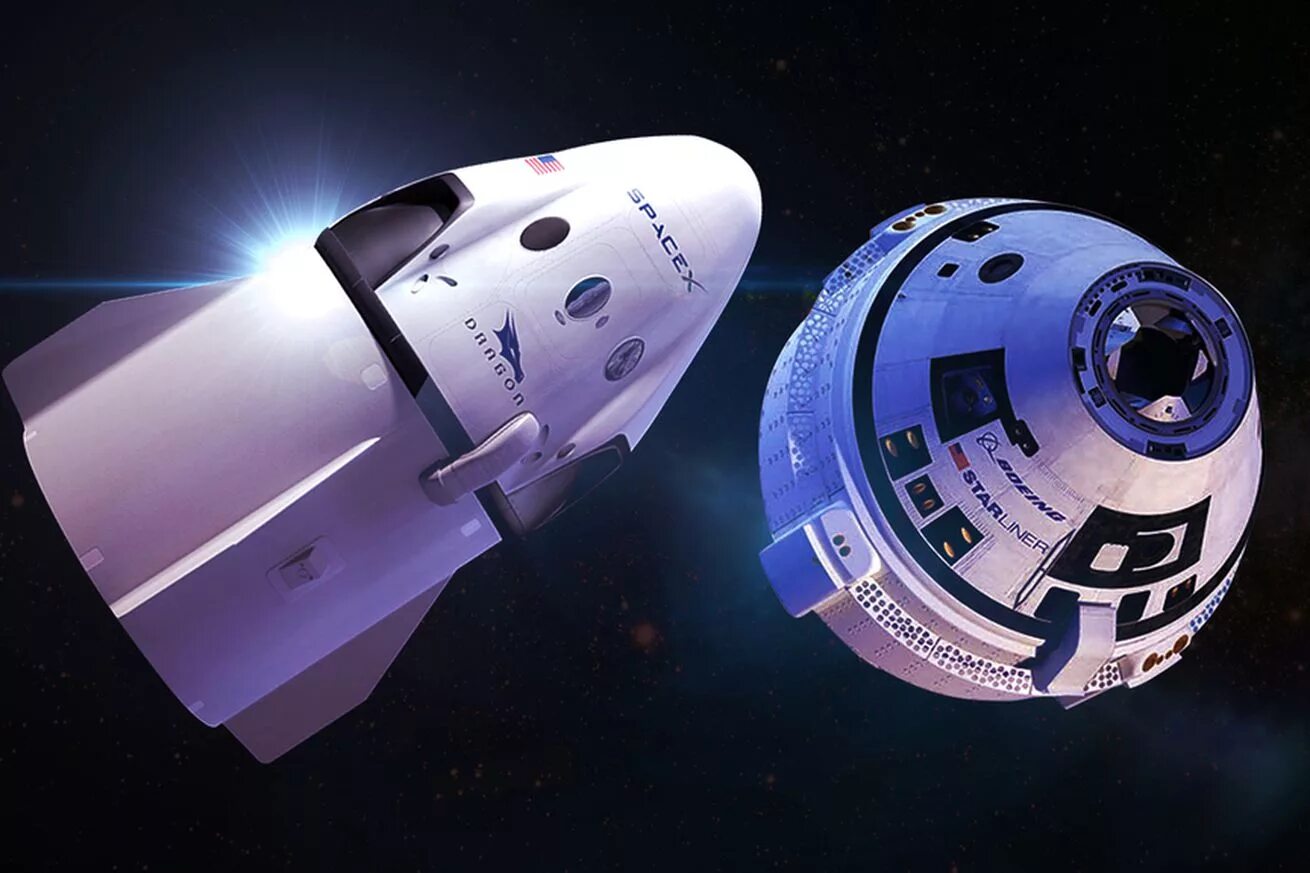 Название пилотируемого космического корабля. SPACEX Dragon и Boeing CST-100 Starliner. Космический корабль SPACEX Crew Dragon. CST-100 Starliner кабина. NASA SPACEX.