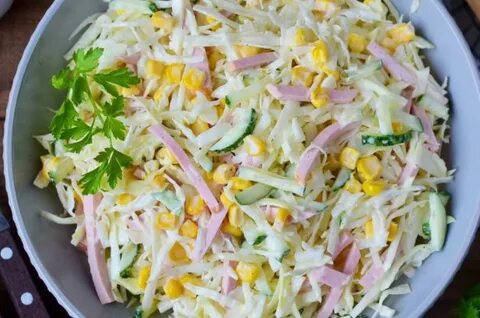 Рецепт салата с кукурузой и огурцом свежим
