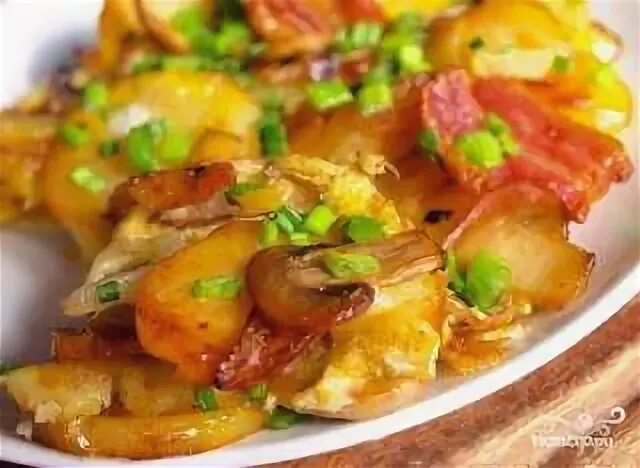 Жареная картошка с сухими грибами