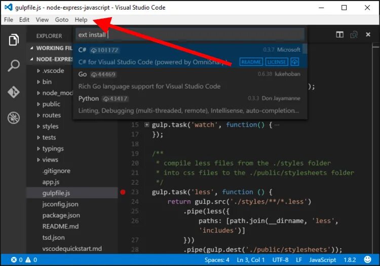 Vs code node