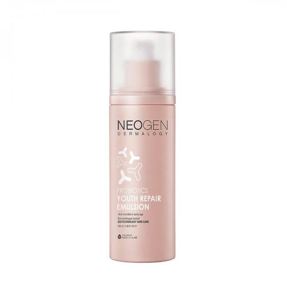 Мл эмульсии для лица. Neogen probiotics Youth Repair Emulsion 100ml. Neogen Dermalogy probiotics Youth Repair Emulsion. Neogen эмульсия с пробиотиками. Neogen сыворотка для лица Neogen Dermalogy probiotics Double Action Serum.