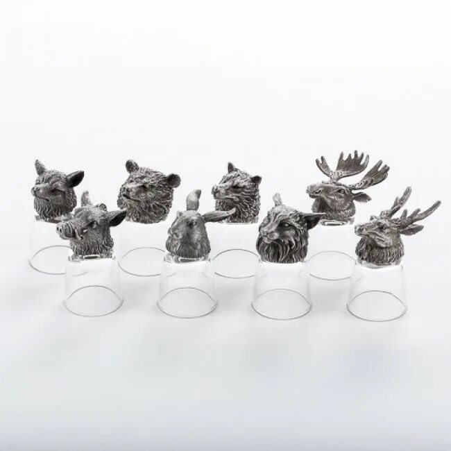 Набор стопок с животными. Рюмки перевертыши с головами. Стопка с головой. Roro рюмки-перевертыши. Рюмки с головами животных.