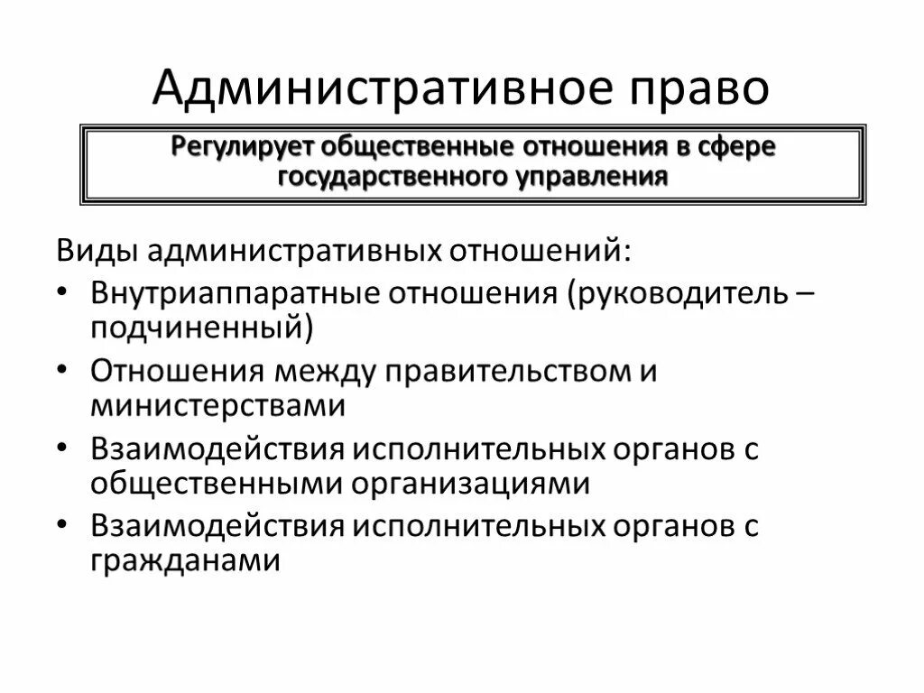 Какой вид отношений регулирует административное право