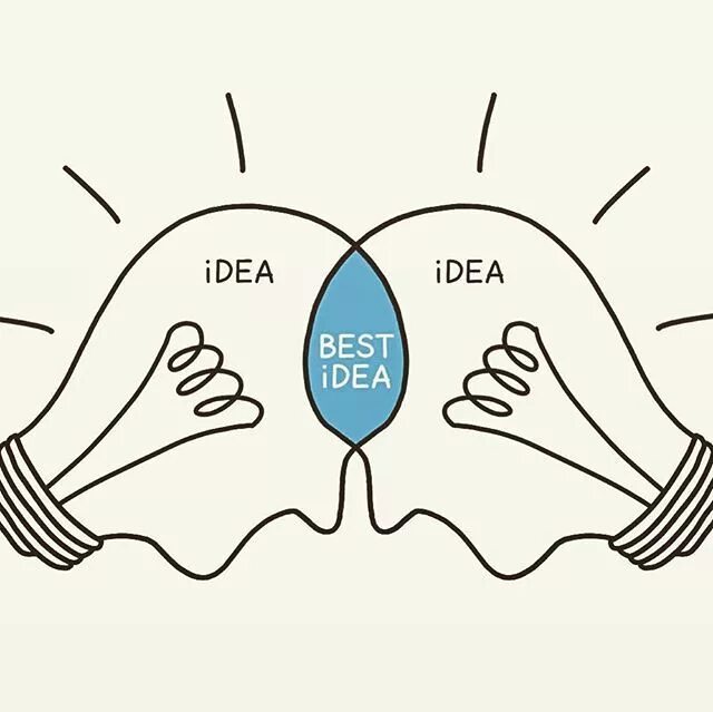 То же а две разные. Одна голова хорошо а две. collaboration. одна голова хорошо а две хорошо хорошо. brainstorm идея.