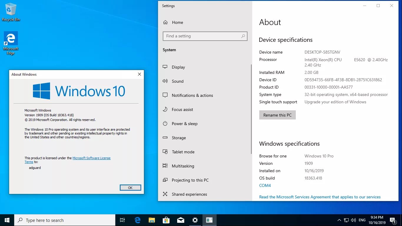 Виндовс 10 разница. Система виндовс 10. Операционная система Windows 10 Pro x64. Виндовс 10 1909. Образ виндовс.