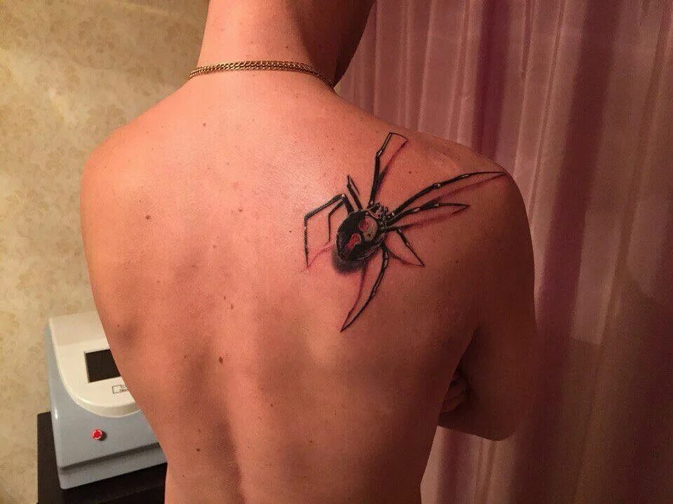 Тату паук у мужчины. Тату паук. Тату паук на плече. Тату паука на лопатке. Тату паук на спине.