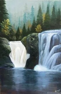 Картина водопад лес