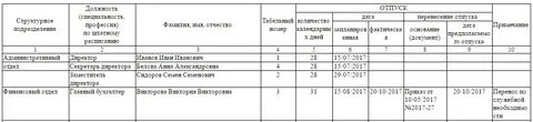 Составить календарь отпусков