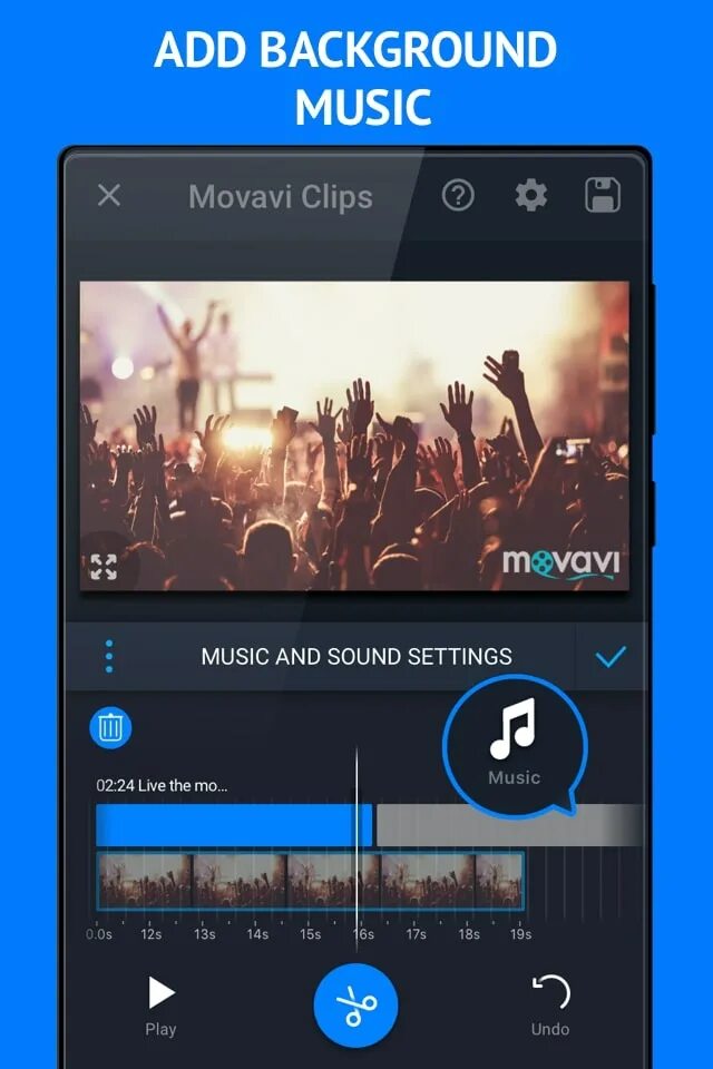 Как в видео добавить музыку на андроид. Movavi clips. видеоредактор андроид. видеоредакторы на андроид. видеоредактор на телефон.