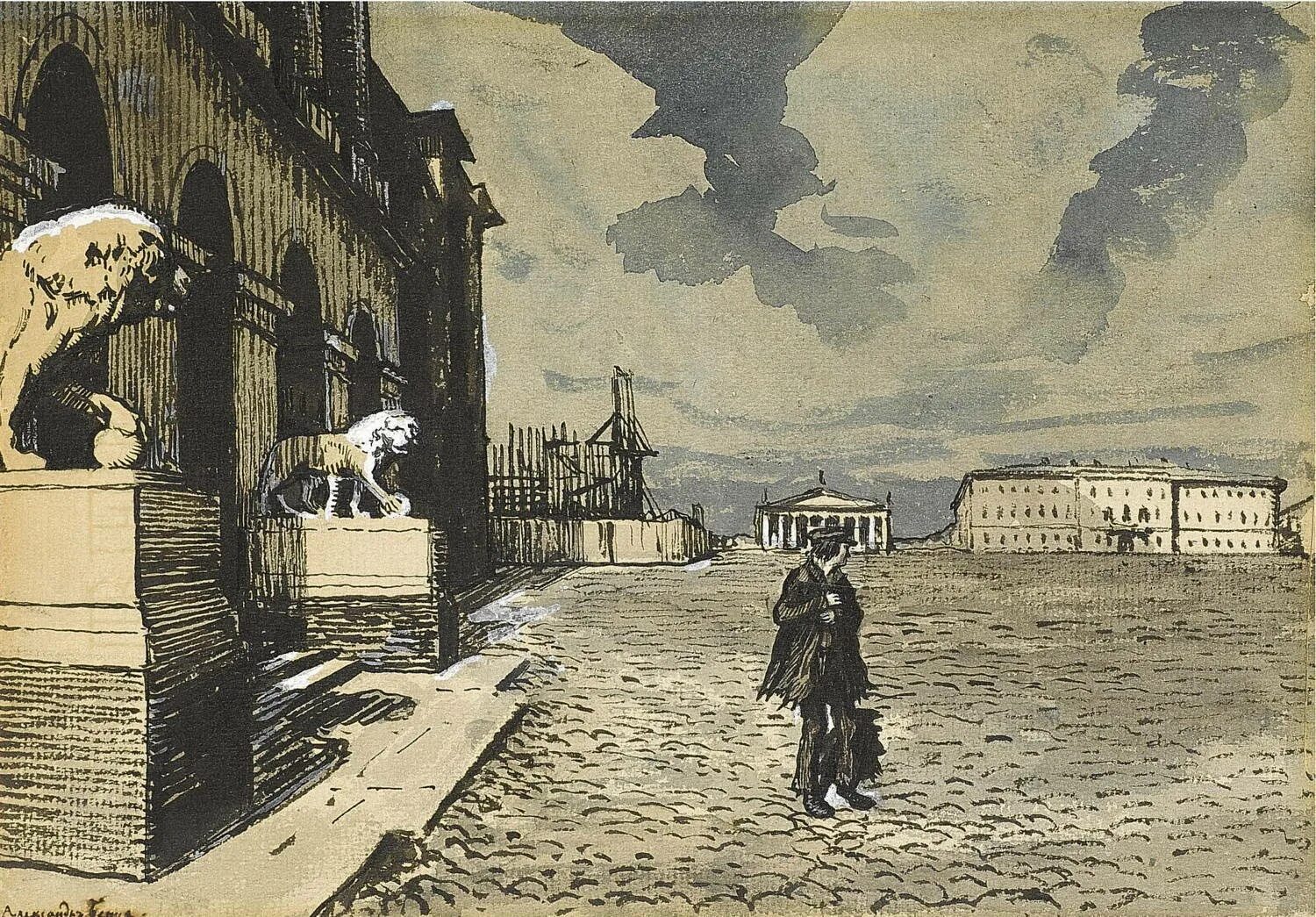 Произведения где есть петербург. Alexandre_Benois медный всадник. Иллюстрации Бенуа к медному всаднику Пушкина.