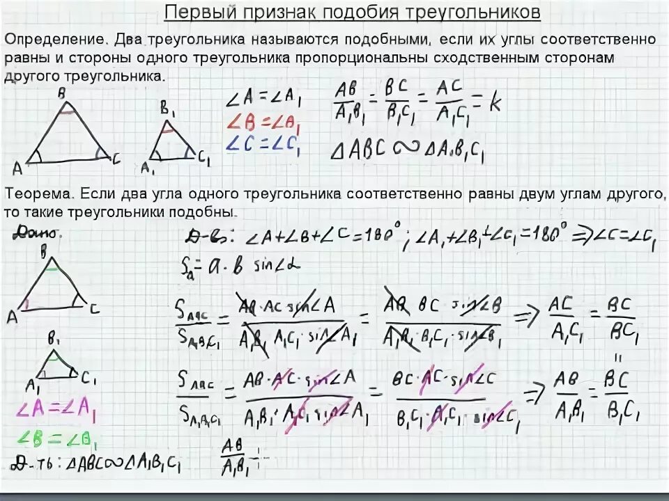 Заполните таблицу вписав соответствующие элементы подобных треугольников ГИА. Справочные материалы по планиметрии