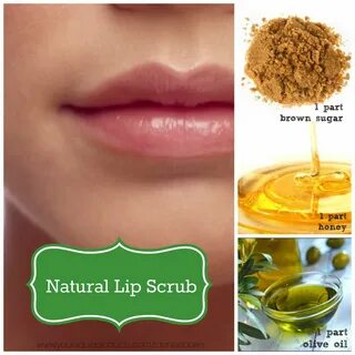 Make a natural lip scrub using equal parts of brown sugar, honey, and olive oil.