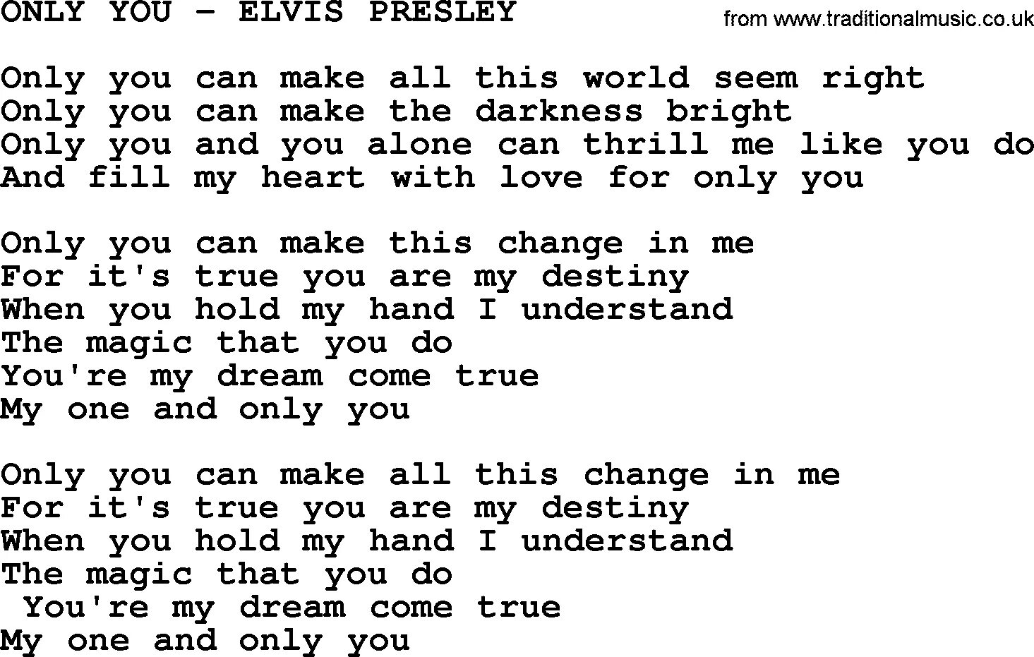 Only you could be. Elvis Presley only you текст. Only you песня текст. Слова песни Онли ю. Элвис Пресли о ли ю.