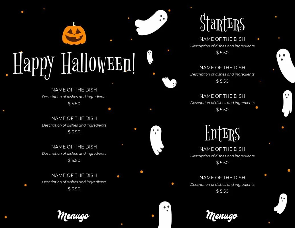 Halloween menu