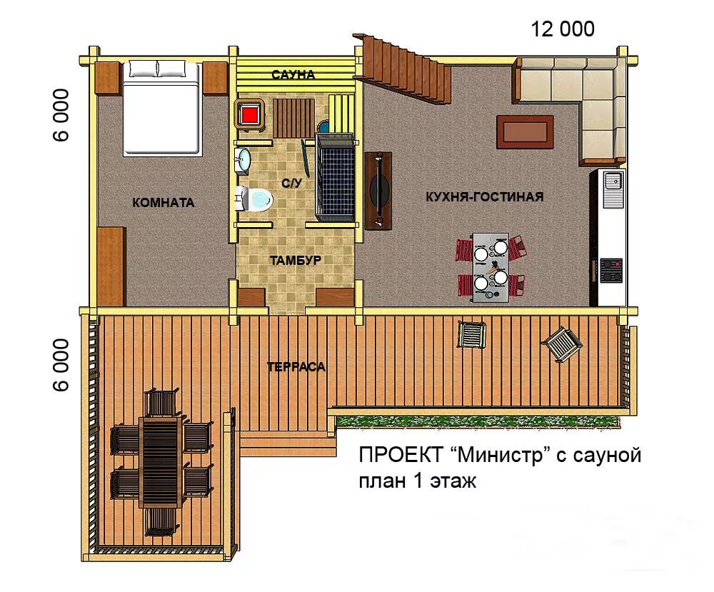 Дом-баня из бруса 10х10,65 Повож