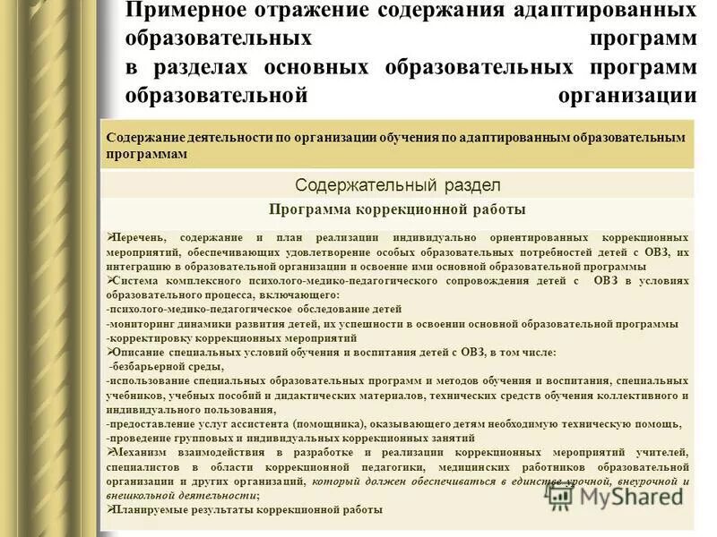 Адаптированные образовательные программы реестр