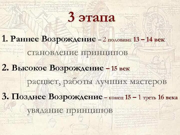 Возрождение этапы развития. Этапы эпохи Возрождения. Этапы развития эпохи Возрождения. Этапы раннего Ренессанс. Этапы Возрождения таблица.