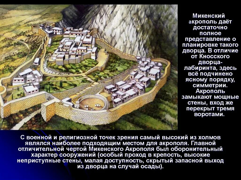 Дворец царя Агамемнона в Микенах. Микенский Акрополь. Акрополь Микены реконструкция. Дворец крепость в Микенах.