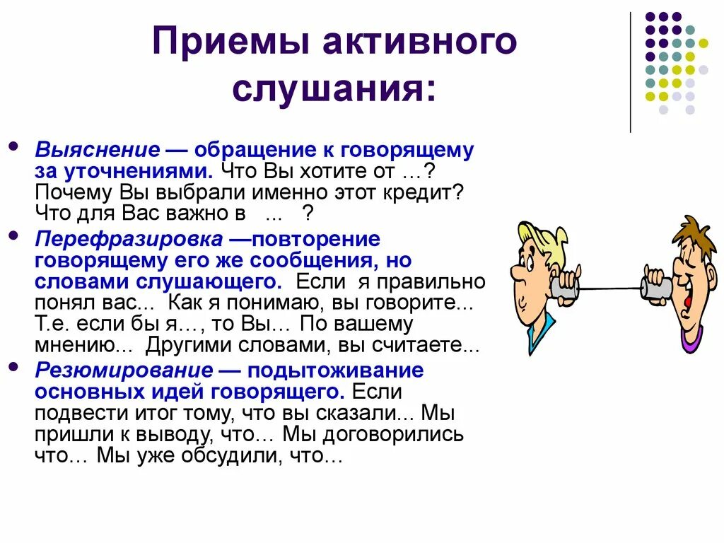 К основным приемам активного слушания относятся. Активное слушание приемы активного слушания. Перечислите приемы активного слушания. К основным приемам активного слушания не относятся. Активное слушание в общении