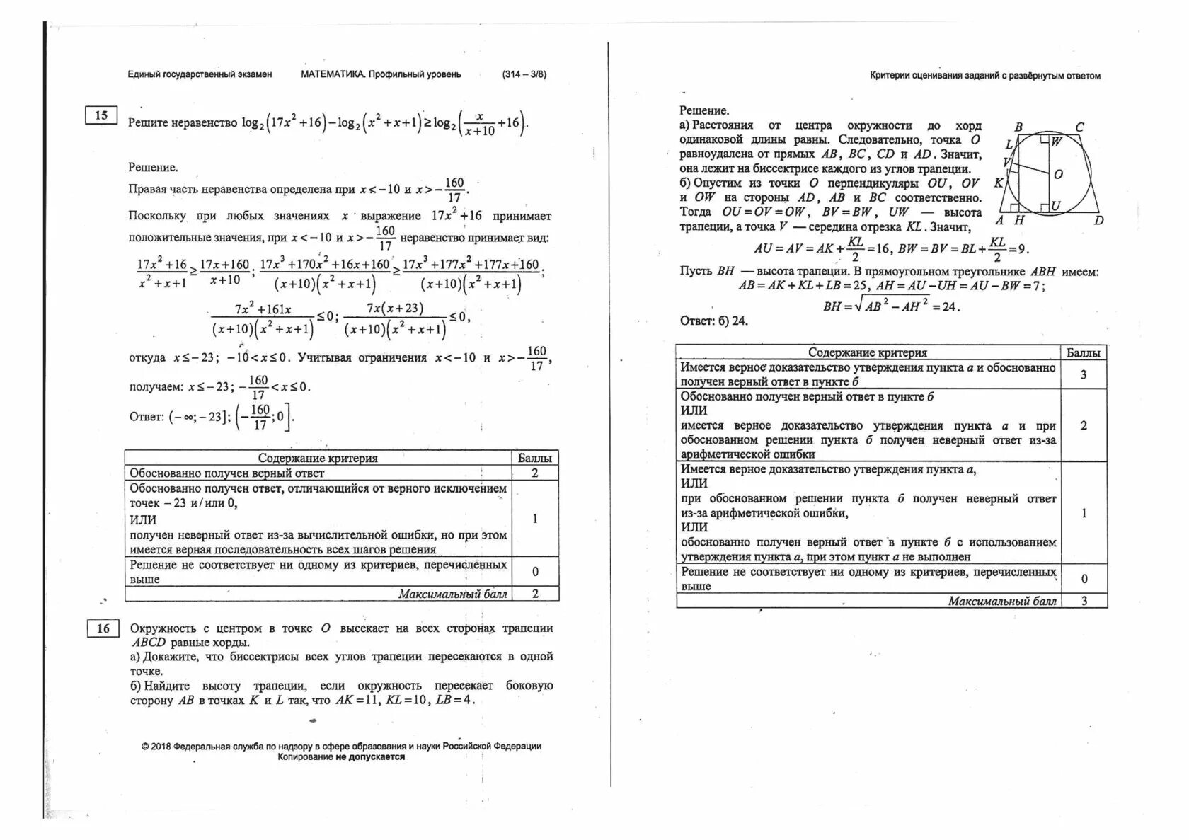 Вариант егэ по математике