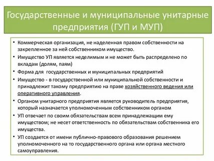 Правовое положение государственного и муниципального предприятия