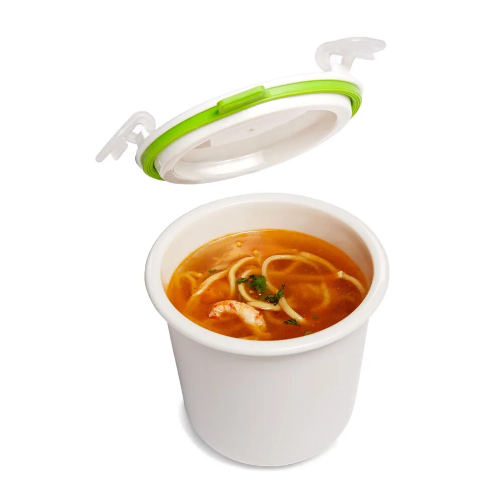 Ланч-бокс Black+Blum "lunch Pot", цвет: белый, зеленый, высота 19 см. Контейнер для супа. Ланч бокс для супа. Контейнер для супа герметичный.