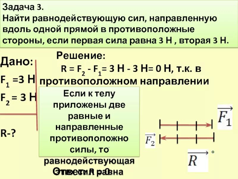 Определите равнодействующую трех. Задача на нахождение равнодействующей силы. Задачи на равнодействующую силу. Задачи на нахождение равнодействующей. Как найти равнодействующую силу.