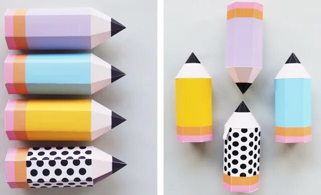 Карандаш из картона. Как можно сделать из бумаги карандаш. Закладка в виде карандаша. Развертка коробочки для карандашей. Поделка карандаш.