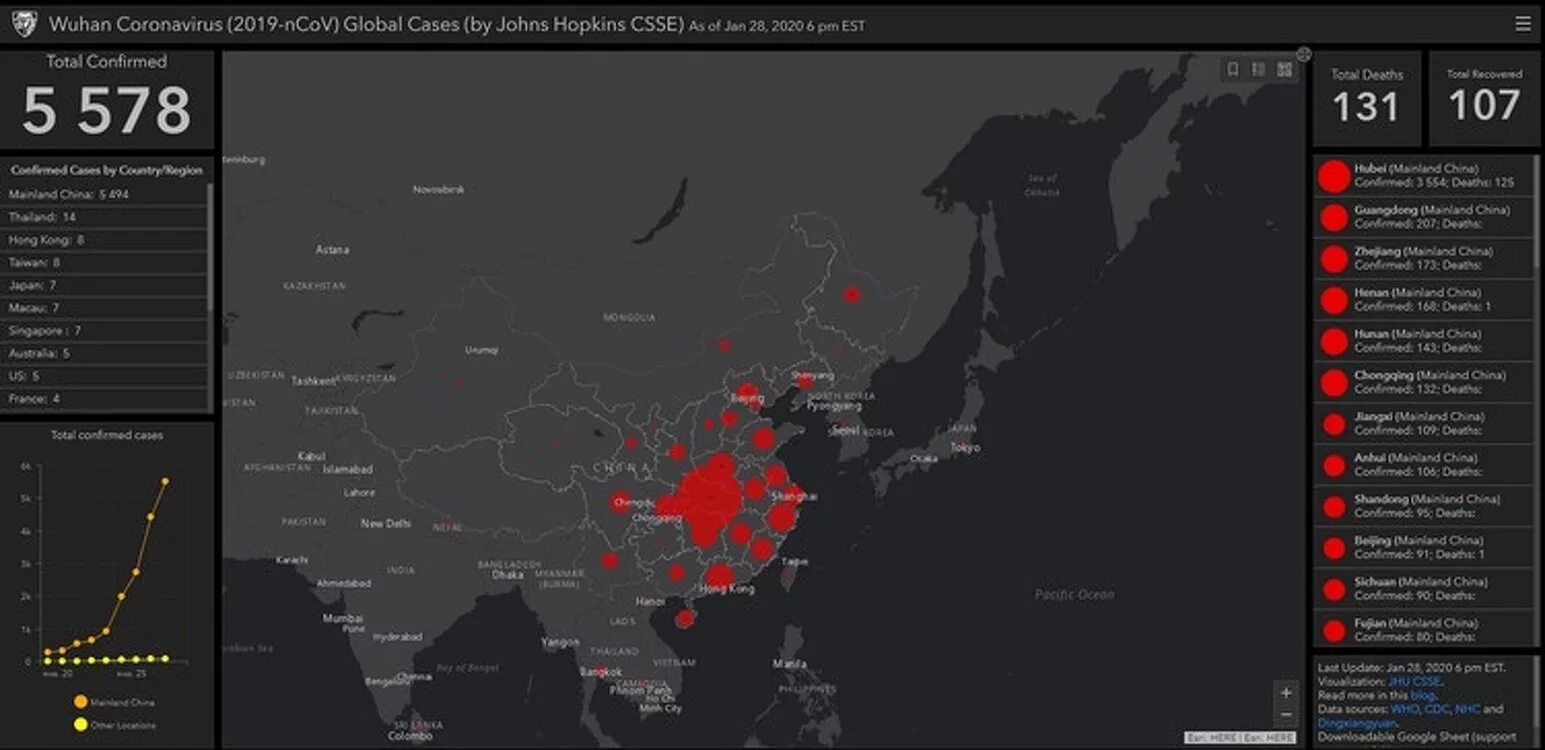 Сколько погибших от коронавируса в мире. Карта Китая.