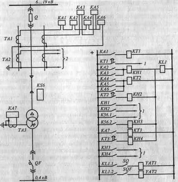 Релейная защита 10 кв. Схема релейной защиты трансформатора 10/0.4. Схема релейной защиты трансформатора 6кв. Схема защиты релейной трансформатора 10/0 4 кв. Схема защиты трансформатора 6/0,4 кв.