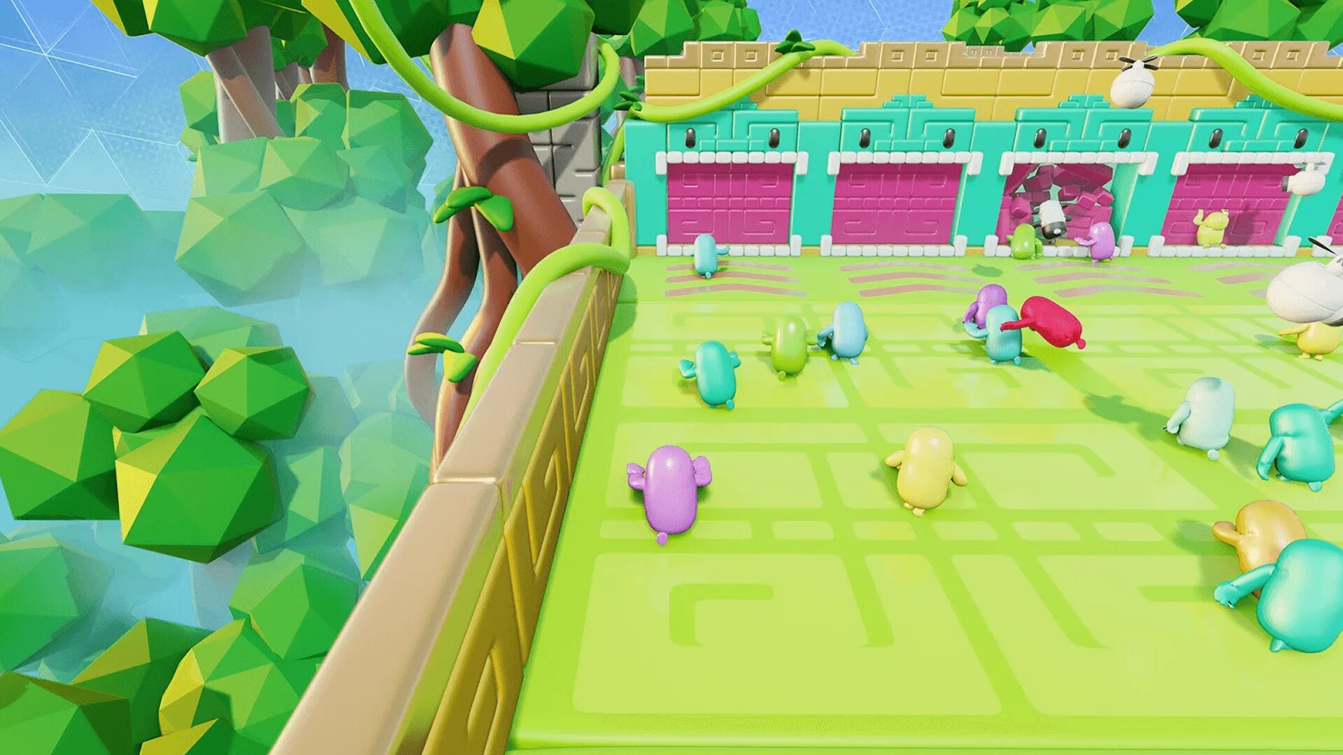 Игра fall guys ultimate knockout. Фон гайс игра. Фалл гайс. Игра с разноцветными человечками. Игра фолам.