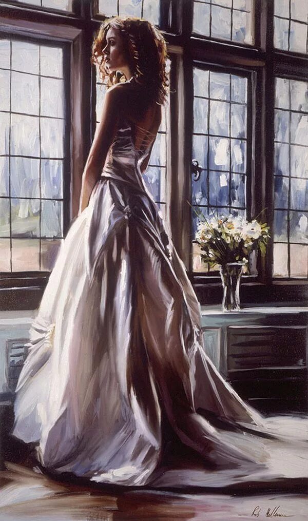 За окном белом платье. Художник Robert Hefferan. Роб Хефферан художник. Художник Rob Hefferan картины. Картины Роба Хефферана.