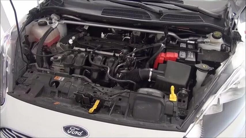 Форд Фиеста 2016 двигатель. Двигатель Форд Фиеста 2006. Моторный отсек Fiesta 5. Ford Fiesta 2005 1,6 моторный отсек масляный щуп.