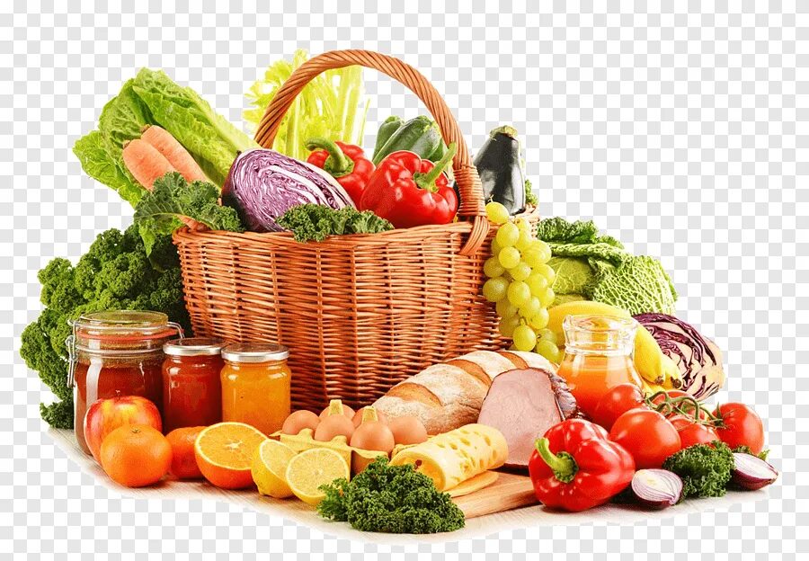 Пищевая сельскохозяйственная продукция. Корзина с продуктами. Корзинка с овощами. Продукты питания. Продуктовая корзина с продуктами.
