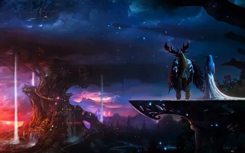 World of Warcraft - эльф и рыцарь 2K загрузка обоев