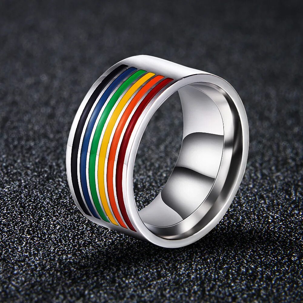 Кольцо Rainbow. Steel. Радужные кольца. Кольцо нержавеющая сталь Радуга. Колечки с радугой.