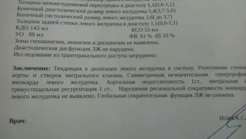 Заключение врача миокарда