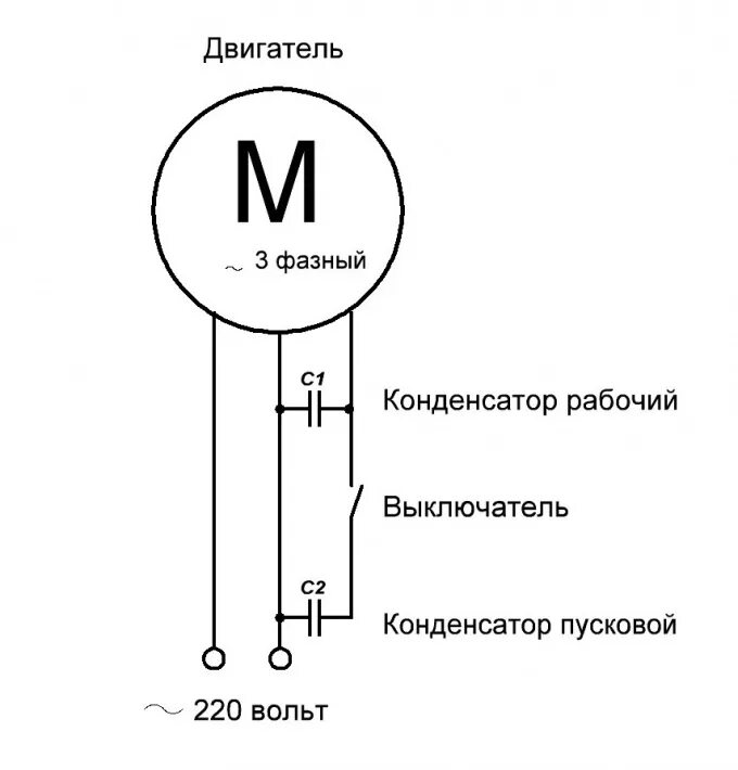 Подключение 3х фазного двигателя через конденсатор. Схема подключения трёхфазного электродвигателя через конденсатор. схема подключения конденсатора к электродвигателю 220в. схема подключения двигателя с пусковым конденсатором. схема подключения конденсатора к электродвигателю 220в треугольник.