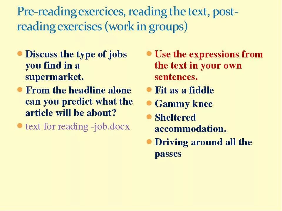 In groups discuss the following questions