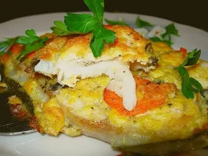 Зубатка запеченная с овощами